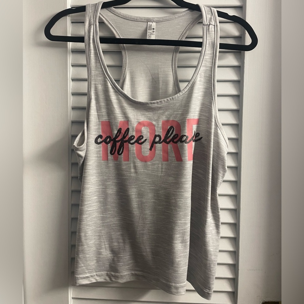 Ultra Soft Racerback Tank Size M “More Coffee Please” - Coffee Lovers, Sport